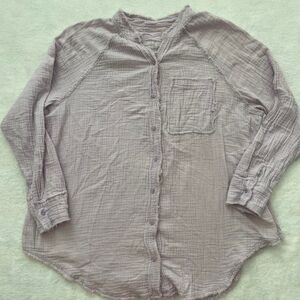 Aerie Lilac Button Up Long Sleeve Women's Small Oversized Fit